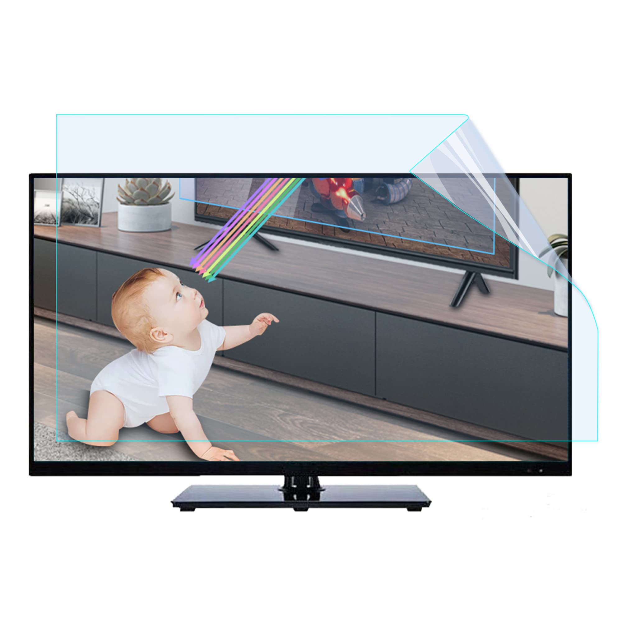 Folia ochronna do ekranu telewizora, od 50/55/65 cali, matowa, przeciwodblaskowa folia filtrująca światło niebieskie, bez folii bąbelkowej, do telewizorów LCD, LED, OLED i QLED 4k HD
