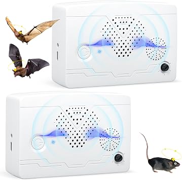 2 Pack Upgraded Bat Deterrent Devices Bat Deterrent for Attic,Bats Keep Away Removal for House Indoor & Outdoor Keep Bats to Flee for Attic Porch House, Friendly to Human and Pet