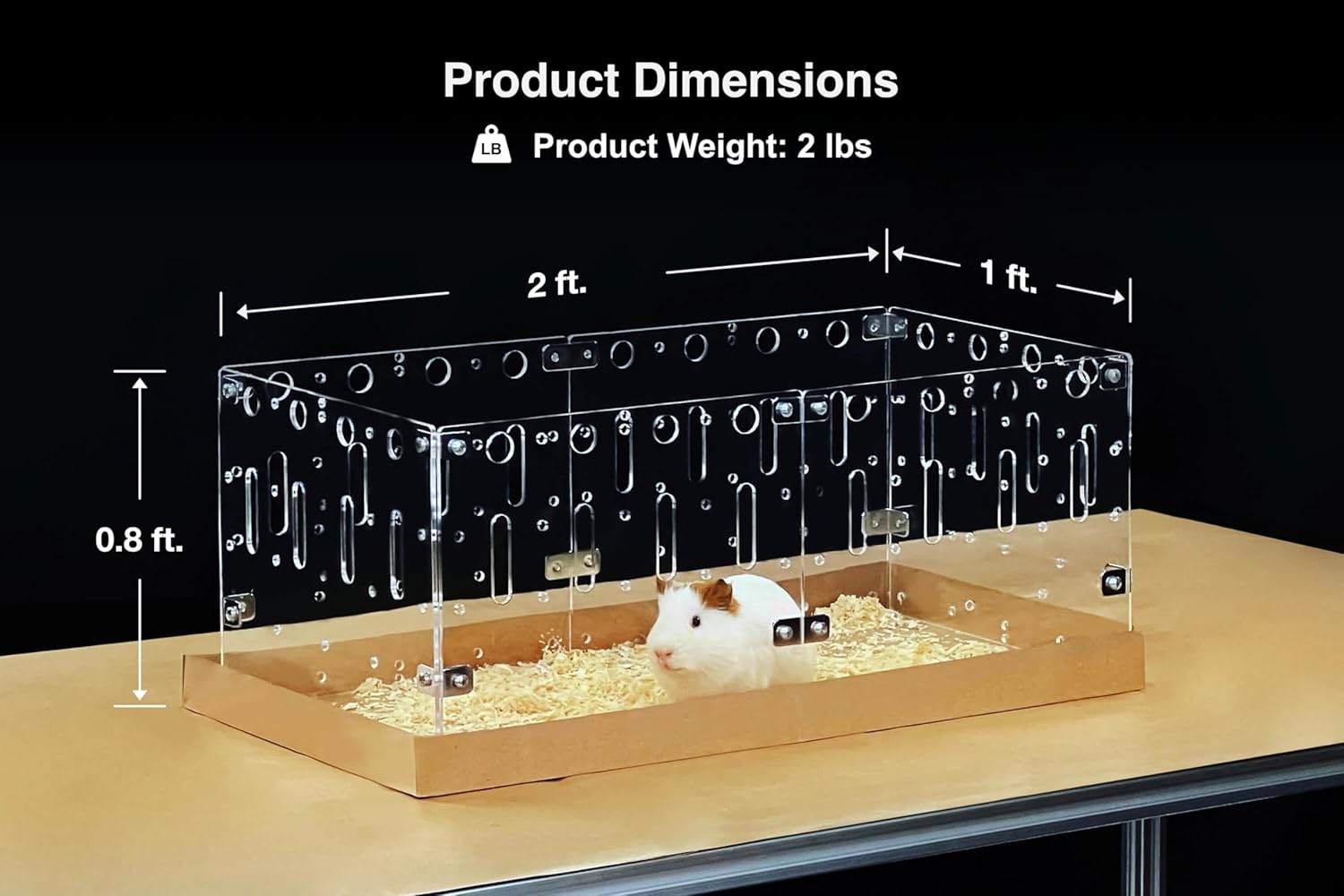 GuineaLoft™ Acrylic Cage (Model-C2) - Small 2x1 ft Open Cage for a Single Guinea Pig, Disposable Bottom, Connectable, DIY Extendable - Visit The Guinea Loft Store to See It All