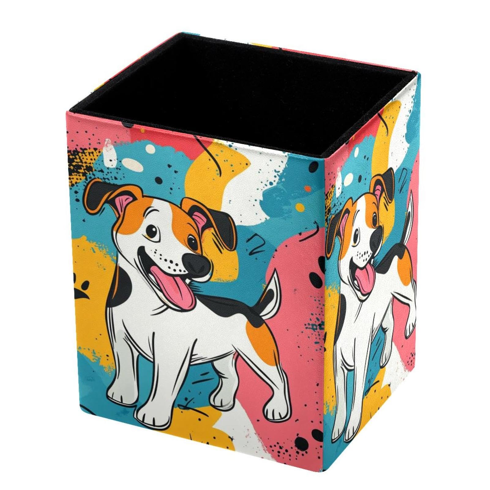 FWJZDSP Standing Pencil Case Colored Cartoon Dog Paw Prints, Cute Pen Holder Pouch Pencil Bag Makeup Brush Boxes for School Students Office Women Teens