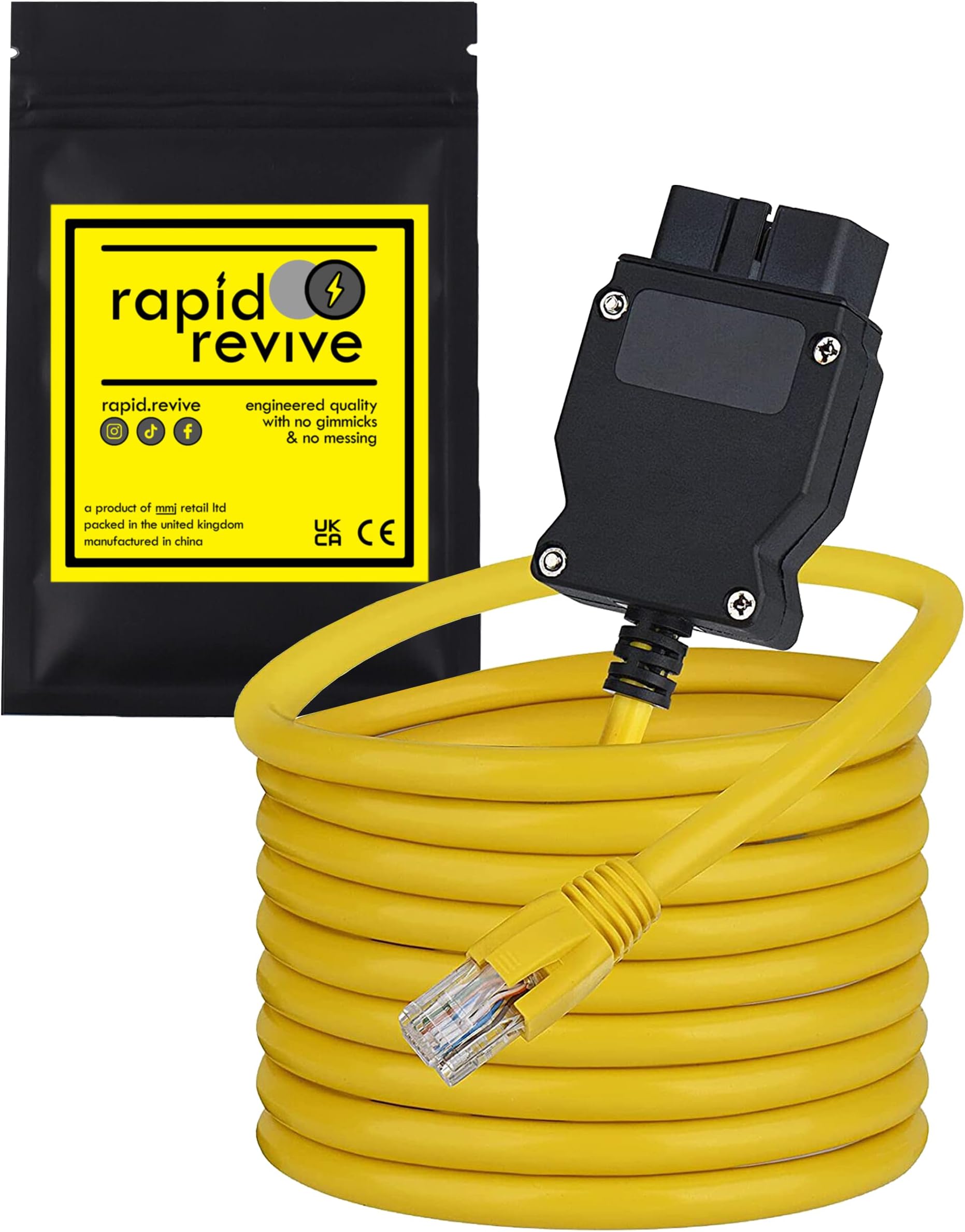 OBD To Ethernet Cable Compatible With BMW F-Series M3 M4 OBD2 ENET E-SYS ICOM ISTA-D RJ45 Diagnostic Tool Interface Adapter F Coding 2m Lead, Yellow