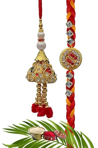 WDK Unique- Rakhi for Brother /Bhai Rakshabandhan Bhaiya Rakhi and Bhabhi Lumba Set with Roli Chawal ( 1 lumbha rakhi and 1 rakhi )