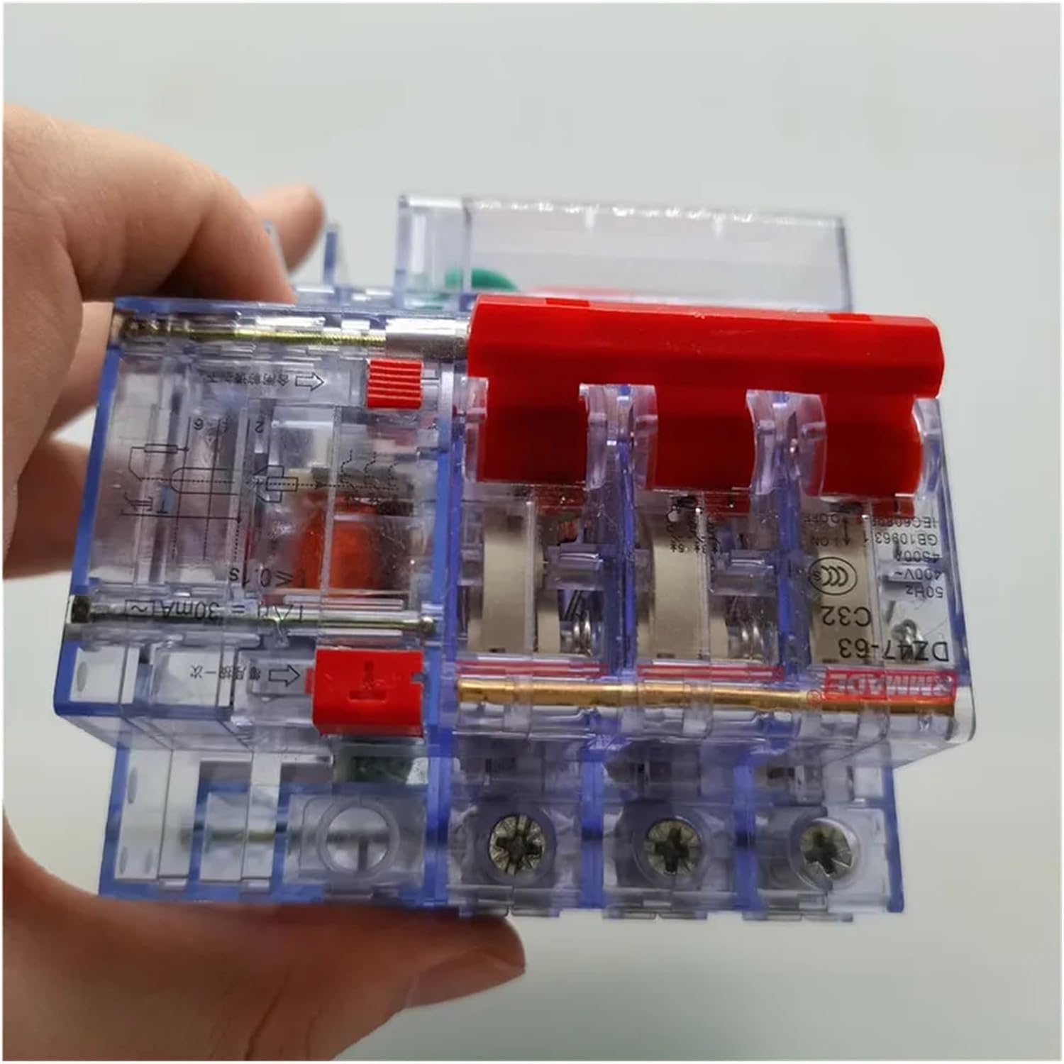 3p Ac220v-380v dz47le-63 6a10a16a25a32a40a63a Transparent Switch Main gate Residual Current Leakage Protection Circuit Breaker(6A)