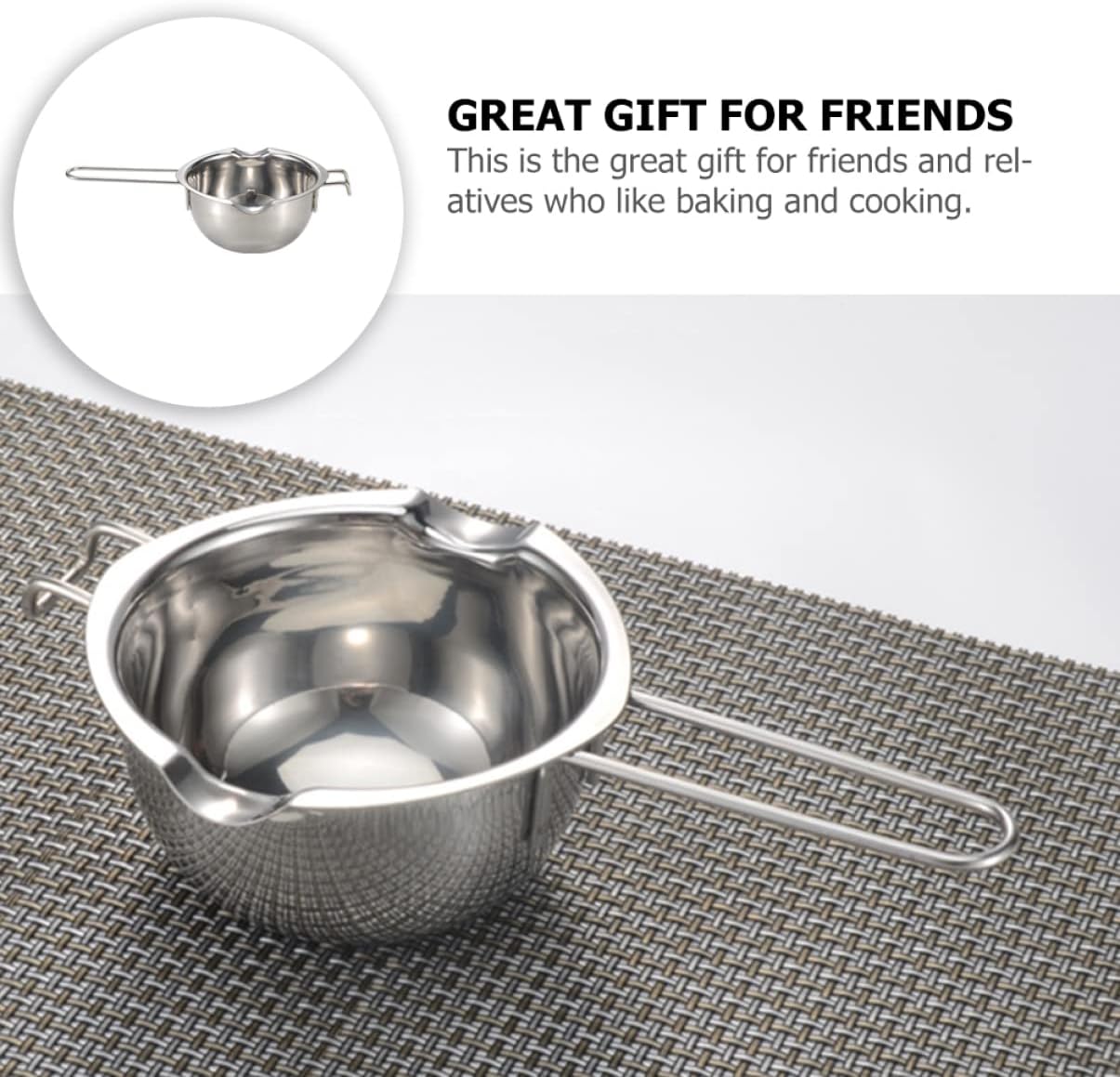 2pcs Double Melting with Fondue Boiler Bowl Heat Handle Stainless Butter Pot Chocolate Organizer Storage Oil Warmer for Milk Candy Silver Steel Soap Making Holder Kitchen Steamer