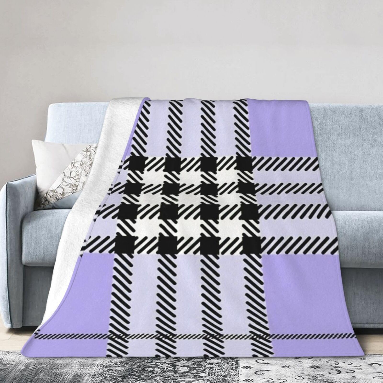 ERTDFXCV Classic Scottish Tartan Plaid Violet Blanket 60"x50"