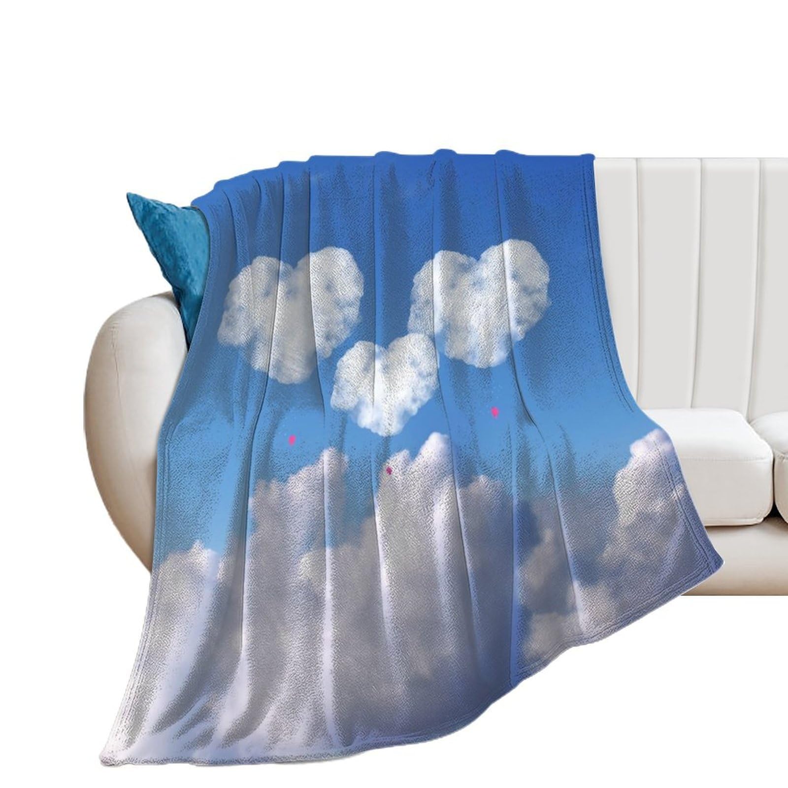 Couverture flanelle nuage cœur premium jeté de lit et canapé 150x200cm haute qualité durable