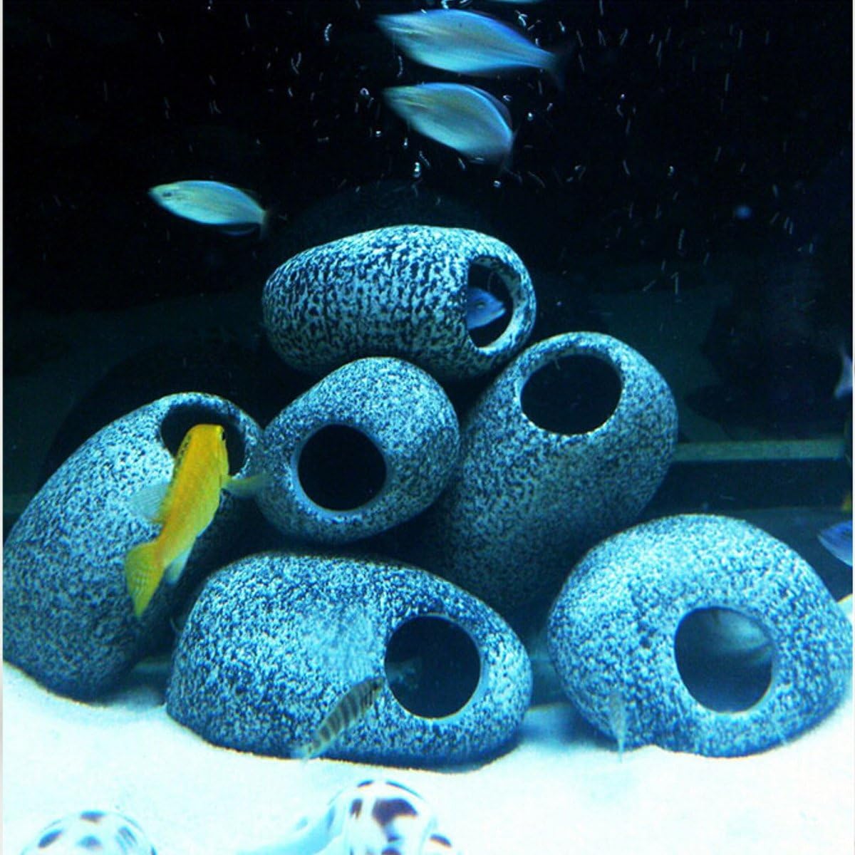 Aquarium Cichlid Stones Ceramic Rock Cave Ornament Cichlid Stones Fish Tank Cichlid Stones Decorati,aquarium decorations,fish tank gravel,blue marbles by Randall Elliott