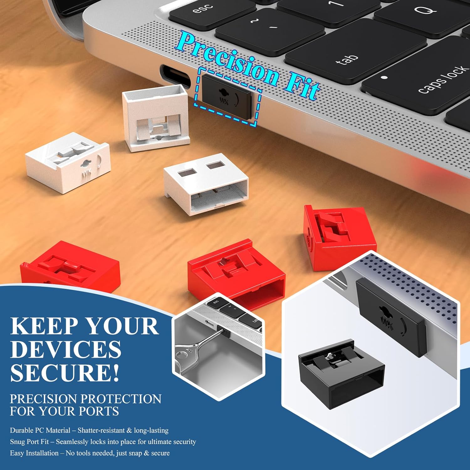 35PCS USB Port Blockers with 3 Locks for PC, Laptop Removable Type-A Data Protection,Dust & Moisture Resistant Shield（Mixed Colors Packs Svailable for Port Sorting）