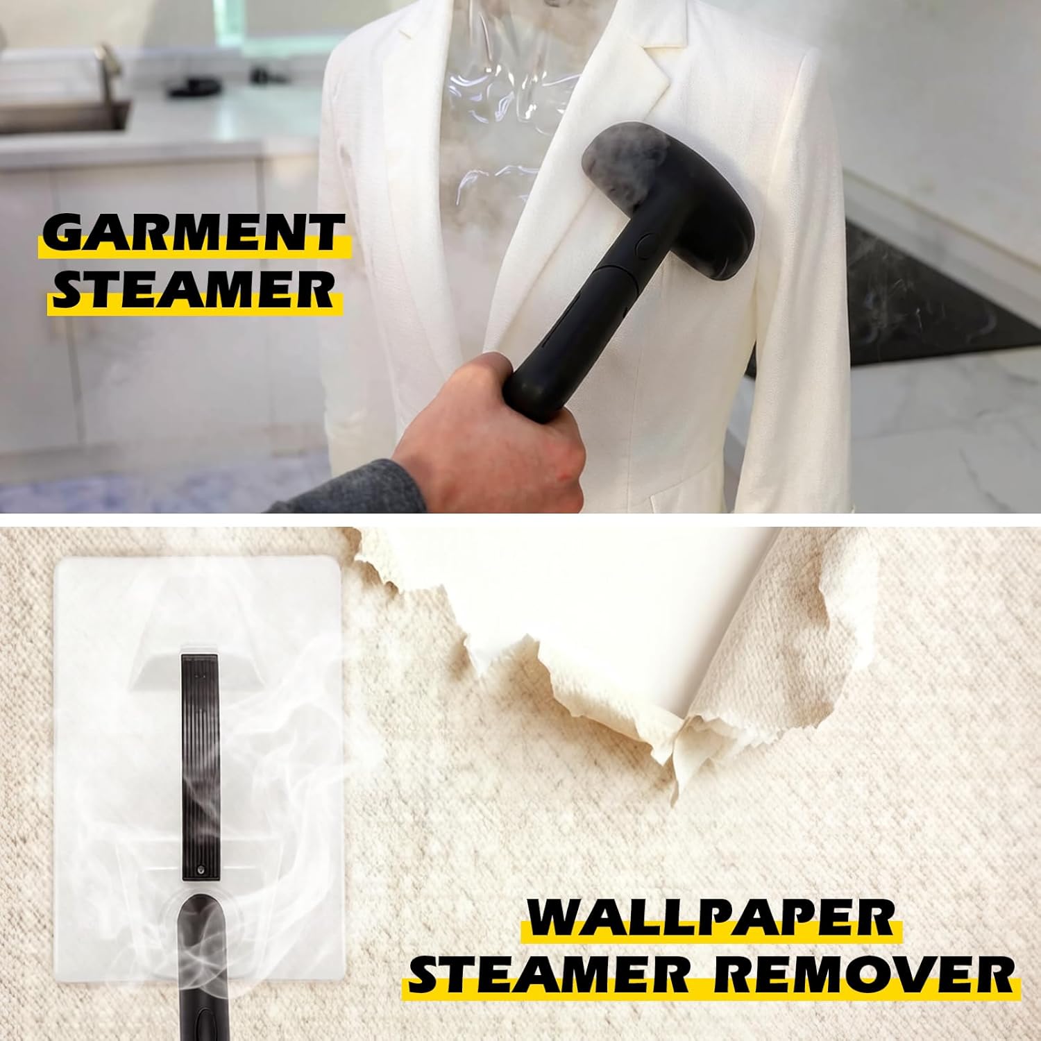 1500W Steam Cleaner 35-Piece All-in-One Attachments Kit, 99% Sanitization, 22ft Reach, 360° Rotating Brush for Home/Car/Tile/Grout/Wallpaper Removal, Chemical-Free Cleaning (35 in 1)