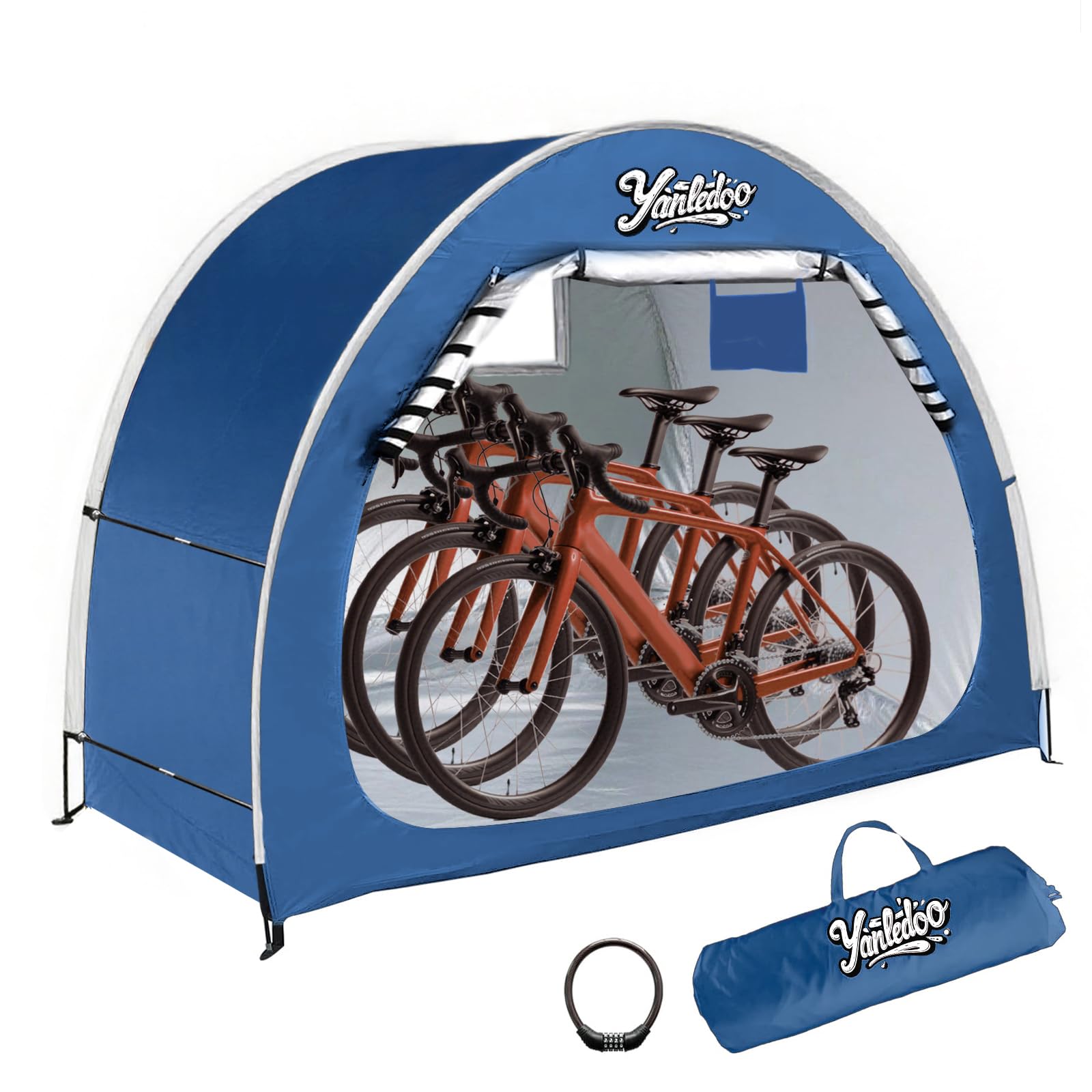 Bike Tent, Outdoor Portable Bike Storage Shed Tent, Bike Shed, Waterproof Bicycle Shelter with 210D Oxford Fabric, Bicycle Cover Fits 2-3 Bikes (Royal Blue)