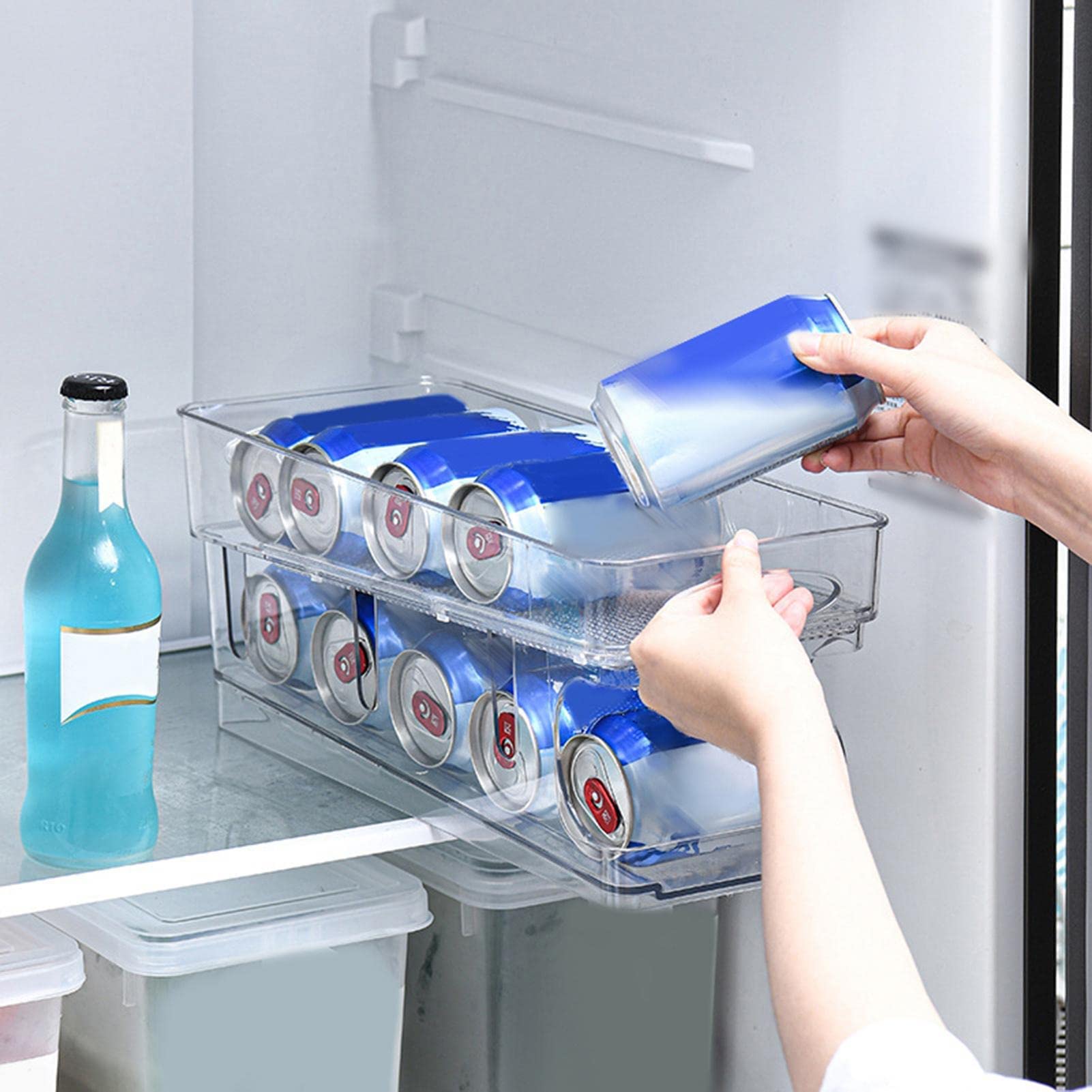 Dispensador de latas rodantes, Organizador de latas de Cerveza para Nevera, Organizador de dispensador de latas para Nevera, dispensador de latas de Soda para Nevera, Cocina, Armario, despensa, enci