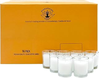 Hosley's 96 Pack of Ivory Unscented Clear Glass Filled Votive Candles