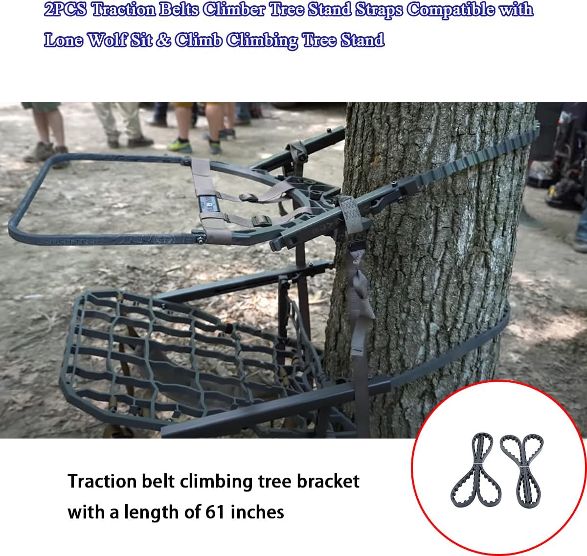 2PCS Traction Belts Climber Tree Stand Straps Compatible with Lone Wolf Sit & Climb Climbing Tree Stand