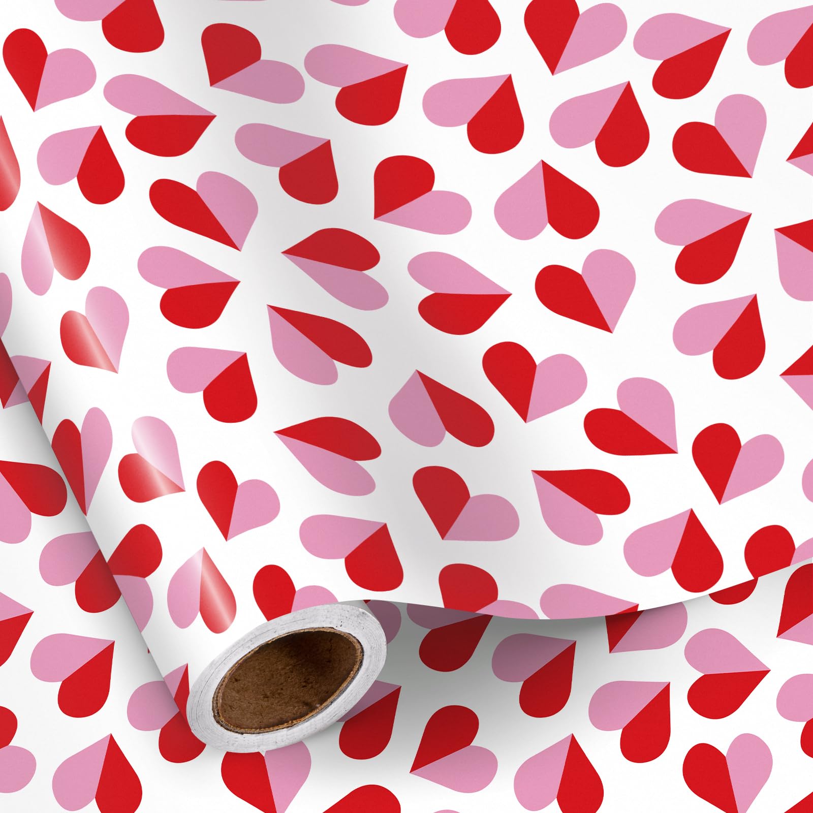 RUSPEPA Valentine'S Day Wrapping Paper, Red & Pink Heart Pattern On White Background - 43.2Cm X 5M - Romantic Gift Wrap For Valentine’S Day, Anniversaries, Sweet Occasions — image 1