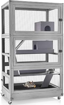 GUTINNEEN Large Ferret Cage Rat Cage 4 Levels Small Animal Cage for Chinchilla, Hedgehogs, Squirrel, Chameleon, Lizard, Gerbils Anti-Chewing