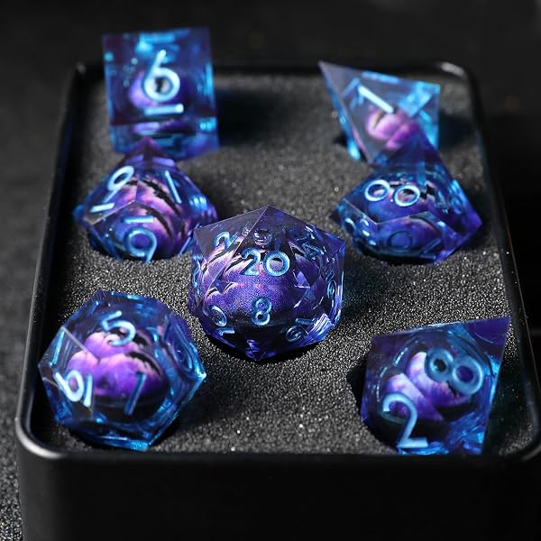 DnD Dadi Set Dadi D&D 7 Pezzi Occhio del Drago Mobili Bulbo Oculare Resina Gioco Particolari con Bordi Affilati Poliedrici Dadi per Dungeon Draghi Pathfinder RPG DND MTG con Confezione Regalo - 4