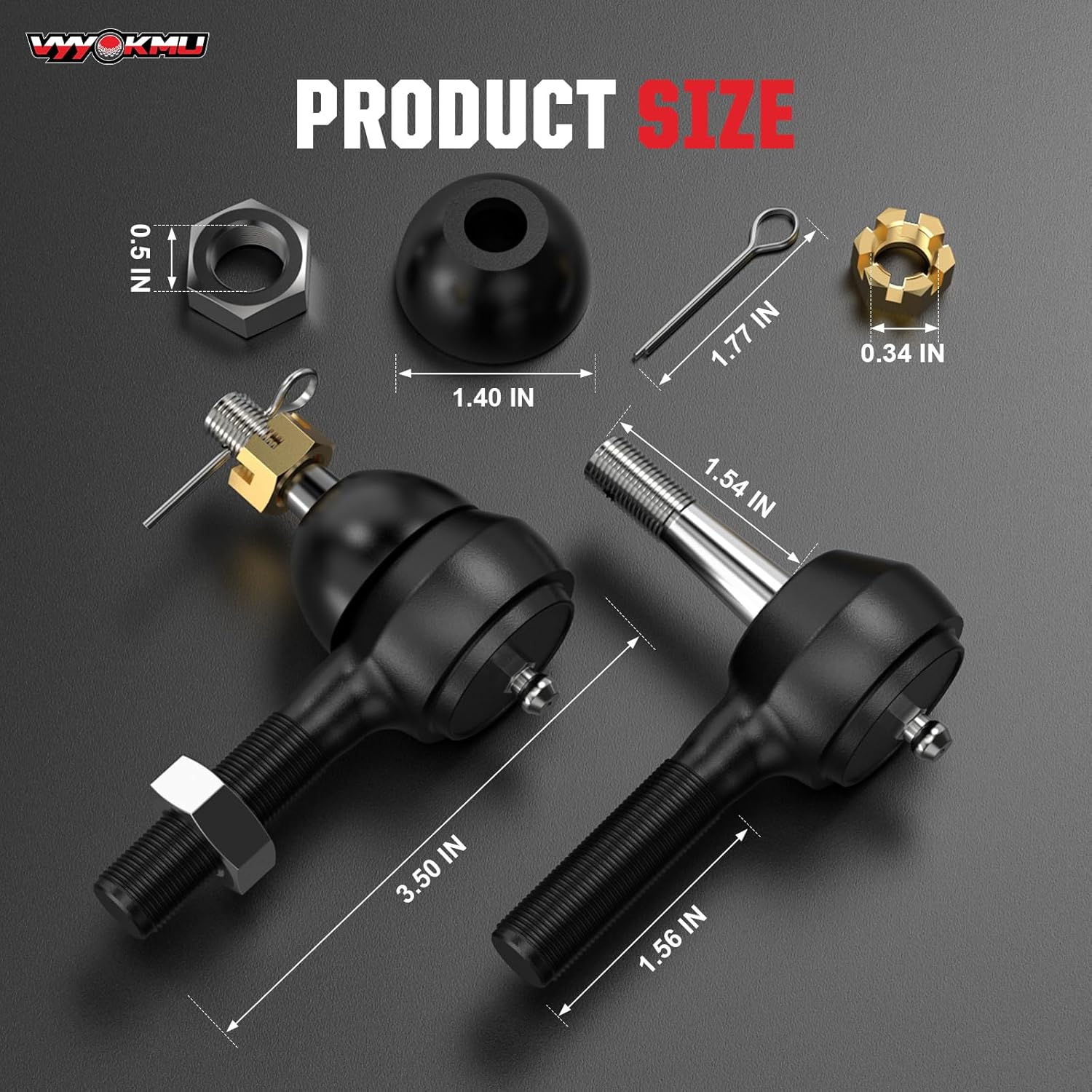Ball Joint Kit, 3PCS Golf Cart Tie Rod Ends with Grease Fitting fit for Club Car DS 1976-2008 Gas & Electric, 2*Left-Hand OEM# 7540, 1*Right-Hand OEM# 7539, Tie Rod End for Golf Cart Club Car