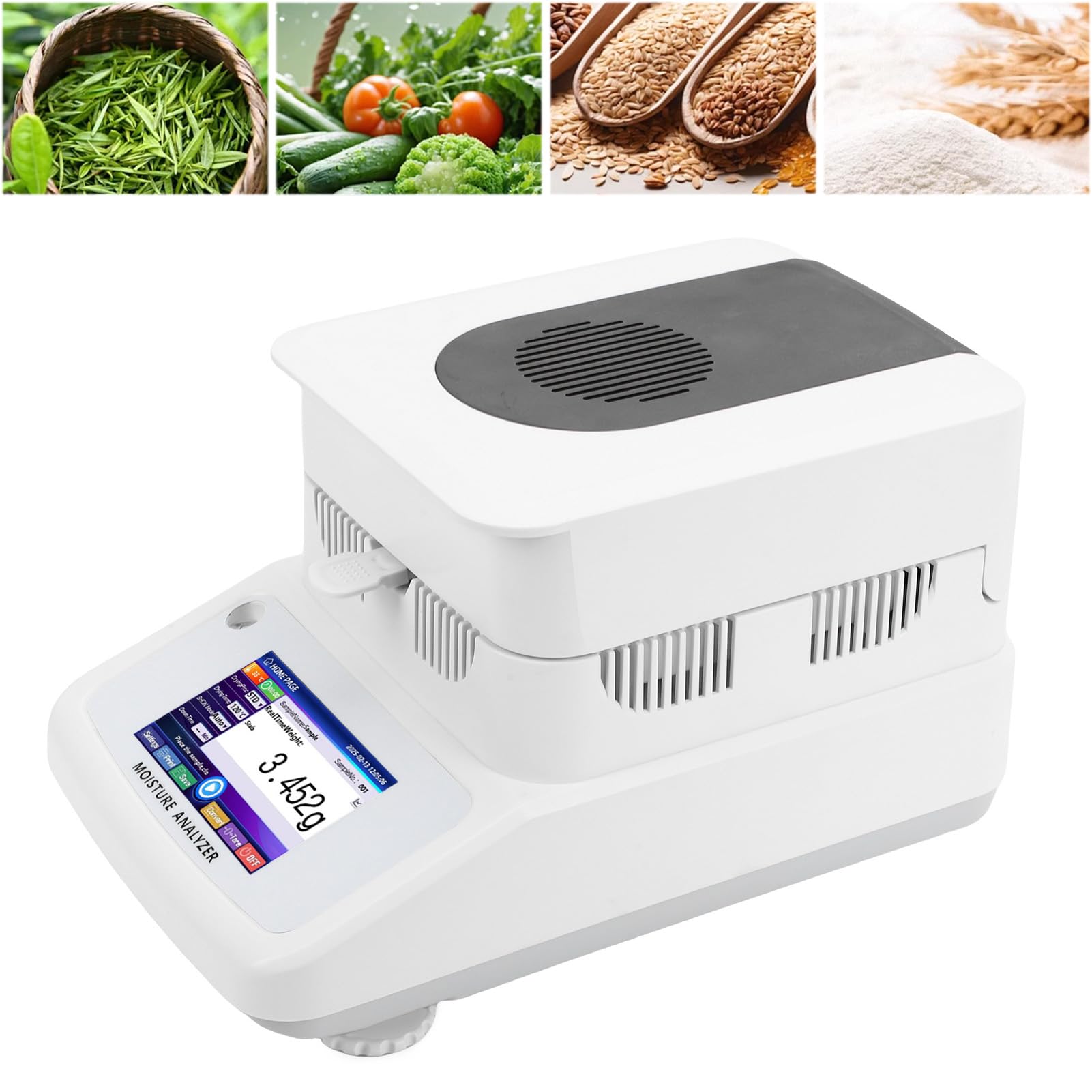 Brrnoo Halogenowy Miernik Zawartości Wody HC-152, 120 G X 0,002 G, Precyzyjny, z 5-calowym Ekranem Dotykowym, pamięcią 100 Grup, RS232 do Przetwarzania i badań żywności (wtyczka UE 220V)