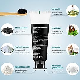 Lagunamoon Whitening Charcoal Toothpaste for Sensitive Teeth, Enamel Repair, Cavity Protection - Natural Toothpaste for Whitening, Removing Stains, Mint Flavor Freshen Breath Mint Gel - No Peroxide