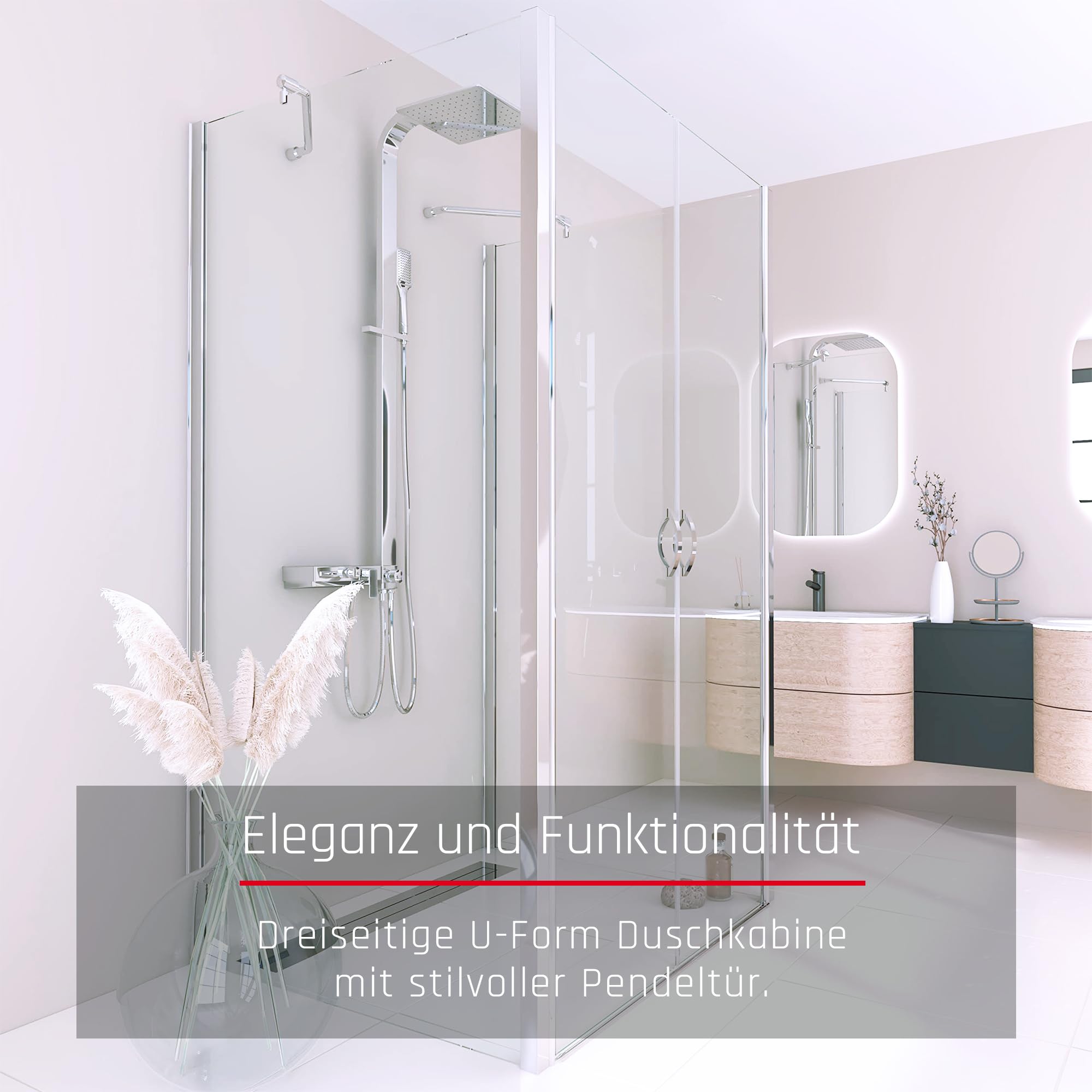 BIJON Duschkabine U Form 75x100 Dreiseitig Klarglas