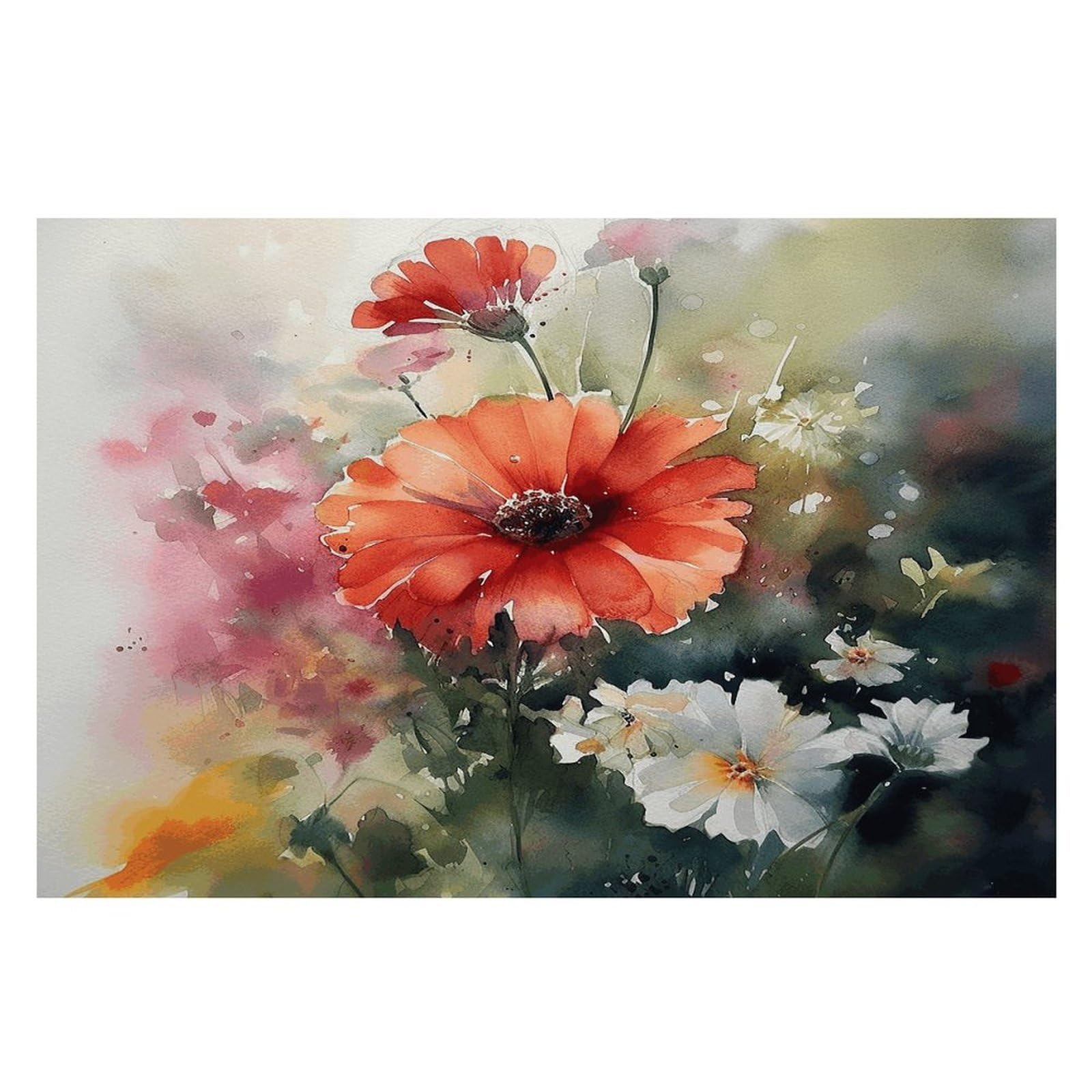 Watercolor Painting Placemats Wipeable Heat Resistant Table Mats Washable Flax Place Mats Elegant Cloth Non-Slip Placemat for Kitchen Dinning Party Table Decor 12 * 18 in