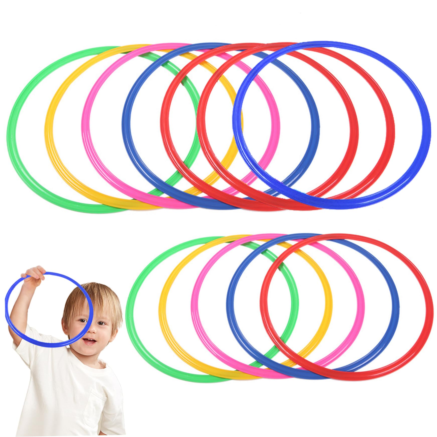Anelli di hopscotch per bambini da 12 pezzi da 11 pollici di hopscotch di plastica flessibile Equipaggiamento di esercizi per bambini giochi esterni fai-da-te per giardino, cortile, prescolare, gioch