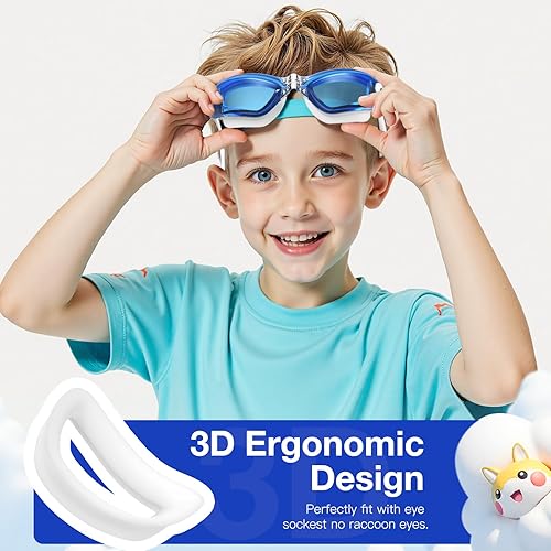 Miniatura 4 de Braylin Gafas de natación para niños, paquete de 2 gafas de natación para niños, adolescentes, niños o niñas, gafas de natación para piscina
