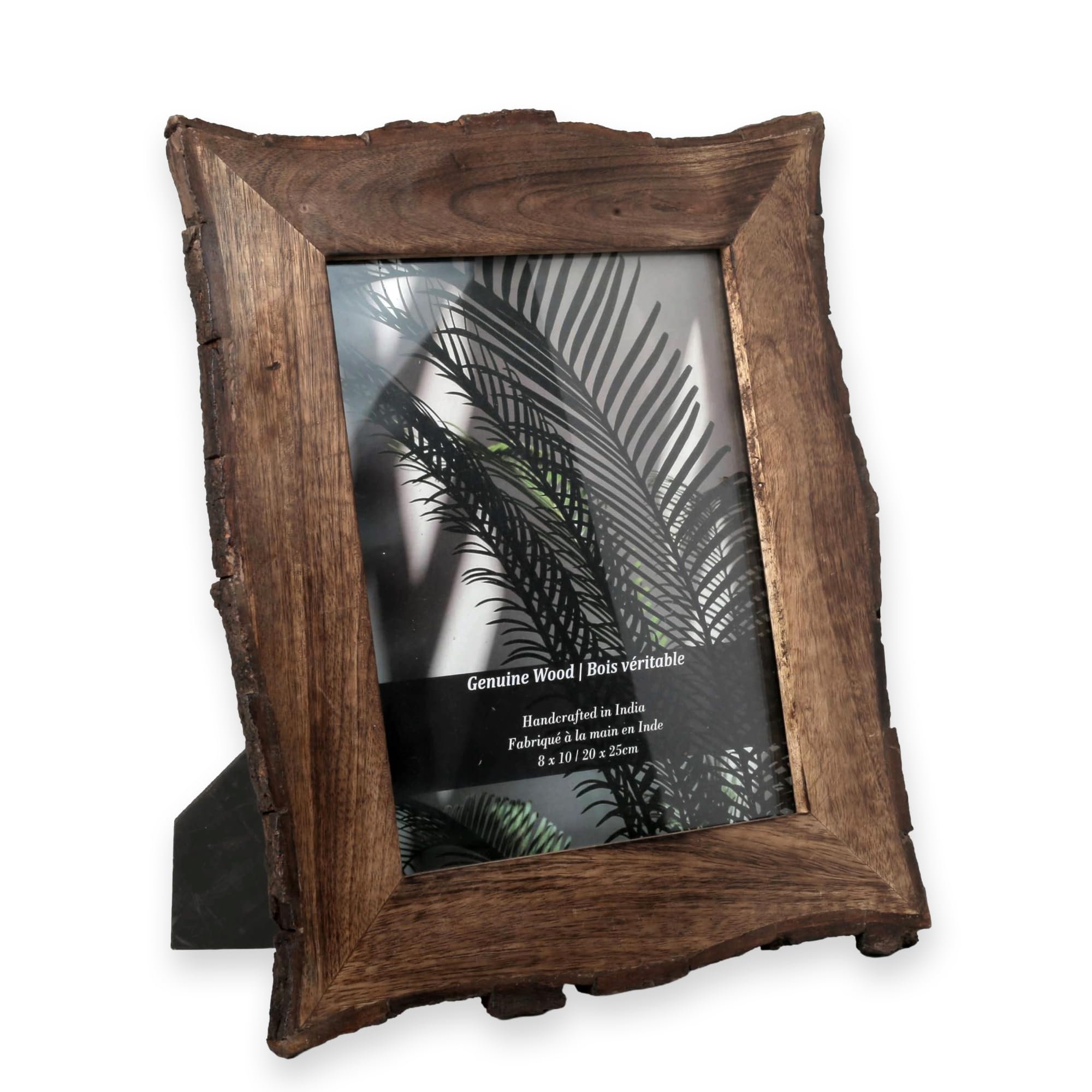 EDZZEL Rustic Live Edge Genuine Wood Picture Frame, 8x10 Handcrafted Natural Bark Edge Photo Frame, Vertical & Horizontal Tabletop Display, Farmhouse Log Cabin Home Decor, Made in India