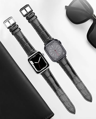 Miniatura 3 de Correa de cuero genuino compatible con Apple Watch Band de 1.496 in 1.575 in 1.614 in 1.654 in 1.732 in 1.772 in 1.929 in, mujeres y hombres,