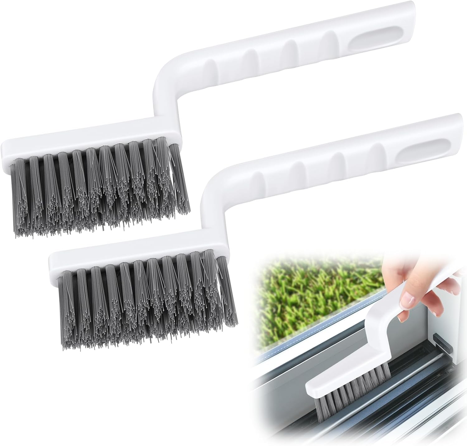 2pcs Grout Cleaning Brush, V Shape Grout Cleaner Scrubbing Brush Shower