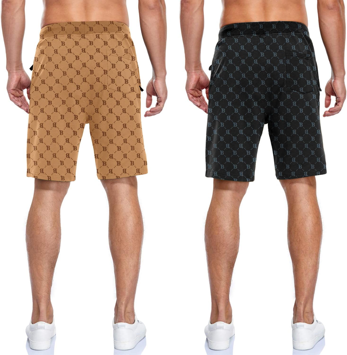 Boyzn Men's Athletic Shorts Comfortable Cotton Workout Shorts Elastic Waist Running Shorts with Zipper Pockets - Image 4