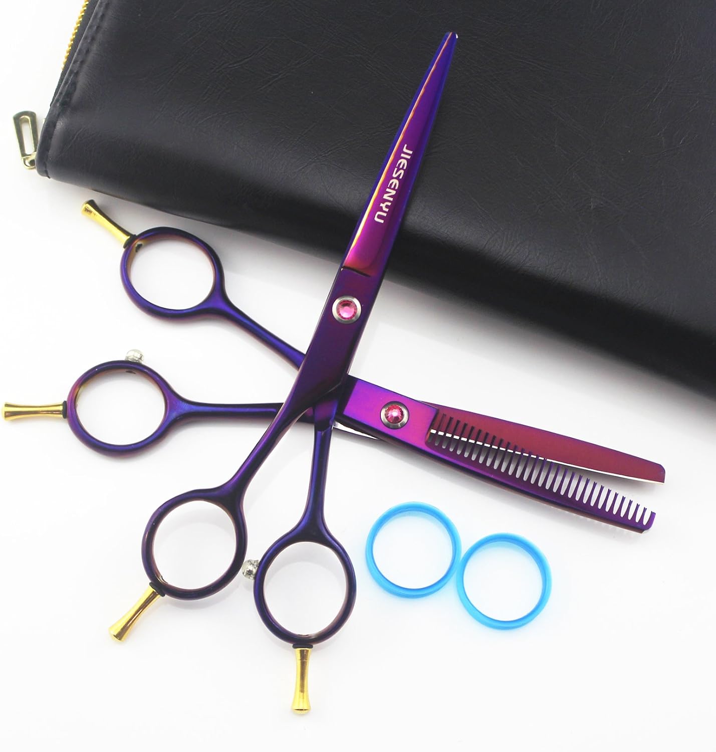 JIESENYU professionelle Friseurschere 6-Zoll-Ausd nnungskit Friseurschere Haarscherwerkzeug Friseurscheren-Set lila2