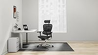 Vista 2 de Silla ergonómica giratoria, de malla, altura de asiento de 18.1 pulgadas a 22.9 pulgadas, respaldo alto con apoyacabezas, color borgoña, de Negro