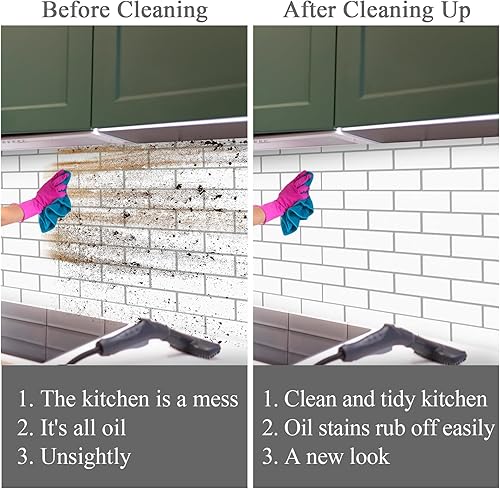 Miniatura 6 de practicalWs 10 hojas para salpicaduras de pelar y pegar, azulejos de pared para baño, salpicaduras de respaldo de cocina, blanco con azulejos de