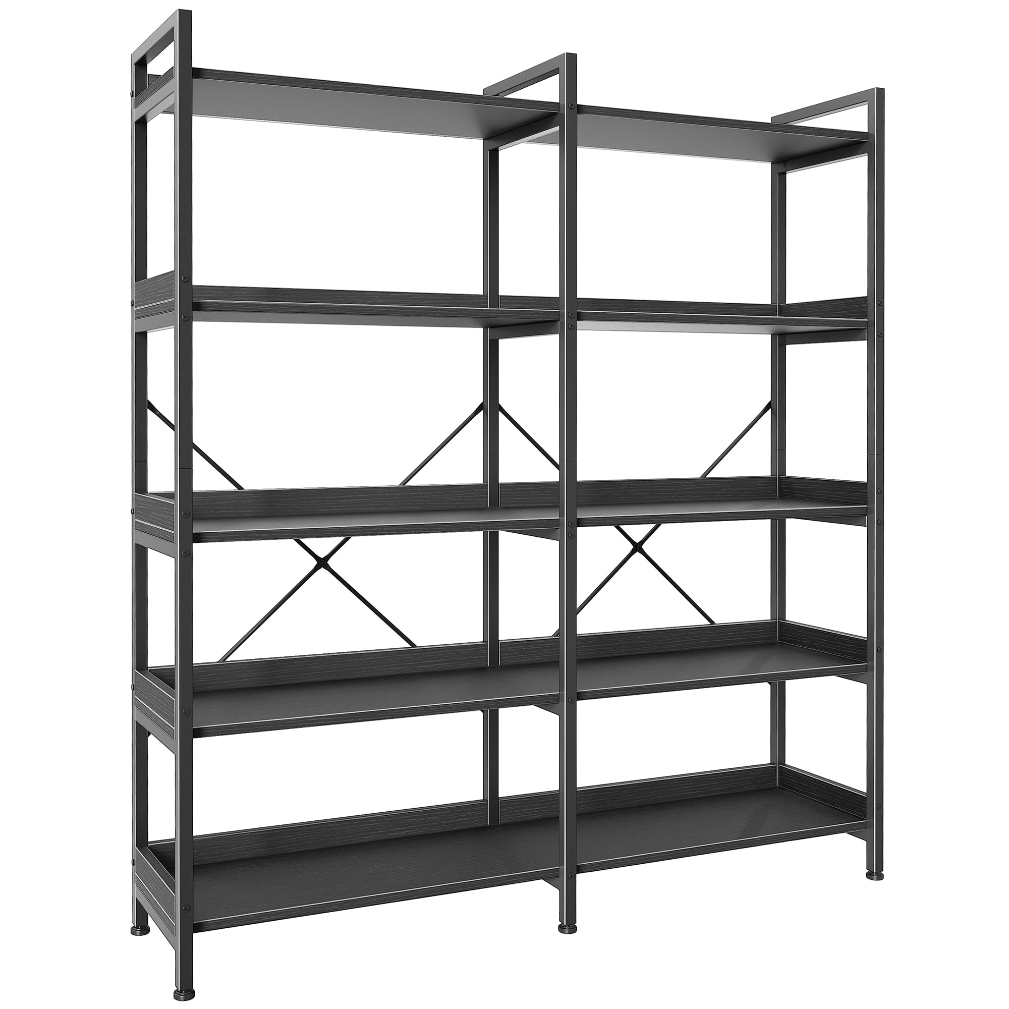 Photo 1 of ***FOR PARTS ONLY/ MISSING ASSEMBLY PIECES*** Huuger 5 Tier Bookshelf, Display Bookshelf with 10 Open Shelves and Raised Baffle, 47.2 Inch Straight Wide Bookcase with Metal Frame and Wooden Board, Adjustable Feet, Black