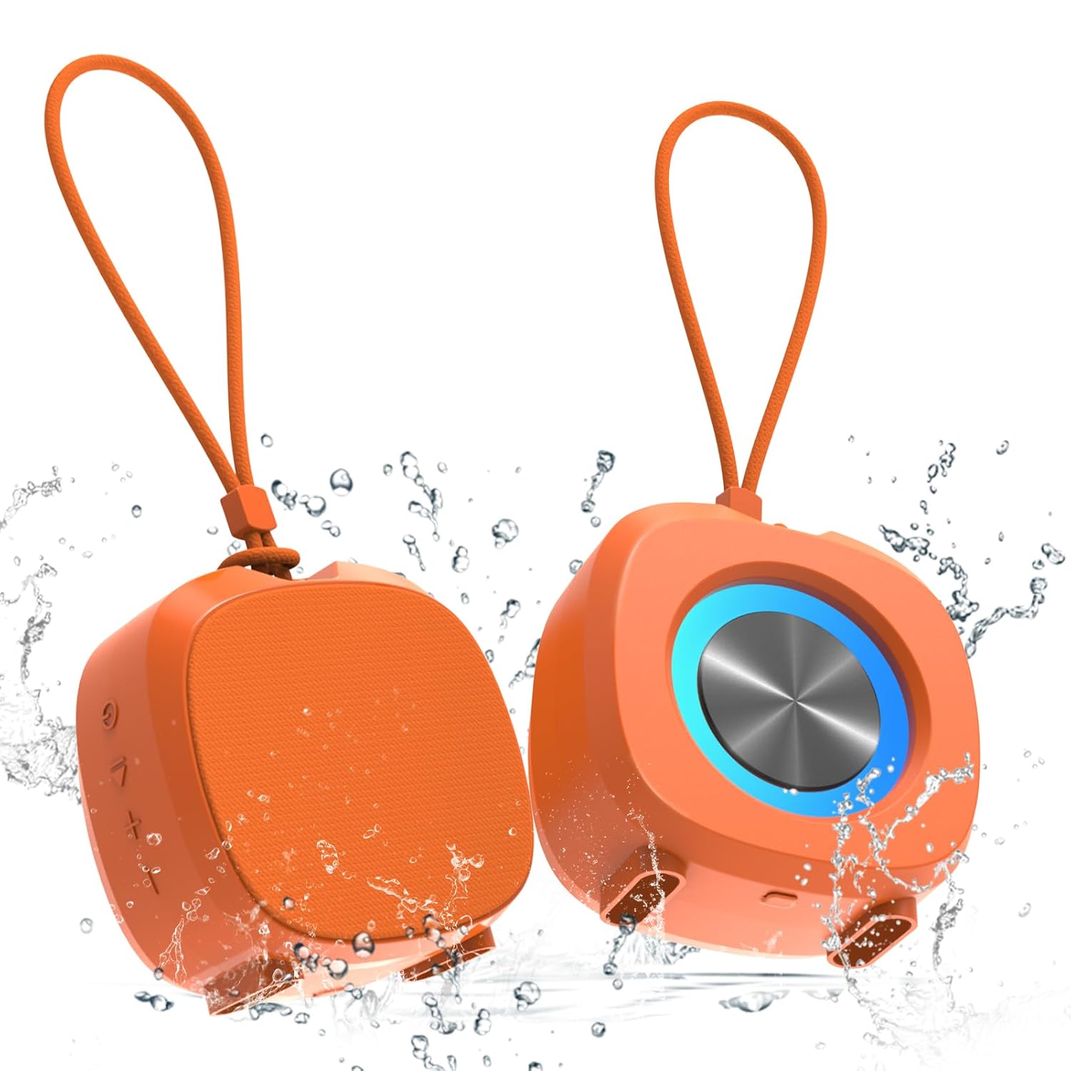 TWS Bluetooth Speaker Clear Loud Stereo Sound Portable Wireless Speaker with Lights IPX5 Waterproof Speakers BT5.3 Small Speakers Long Playtime for Home/Party/Outdoor/Beach Electronic Gadgets (Orange)