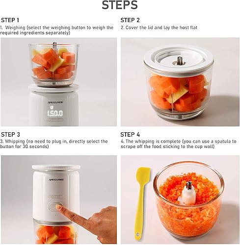 Miniatura 6 de Máquina de alimentos para bebés  Procesador de alimentos para bebés con báscula de cocina picador de alimentos portátil inalámbrico eléctrico