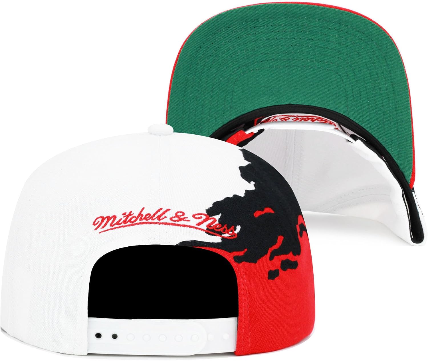 Mitchell & Ness Men's Chicago Bulls Hardwood Classics Paintbrush Snapback Cap, White/Red