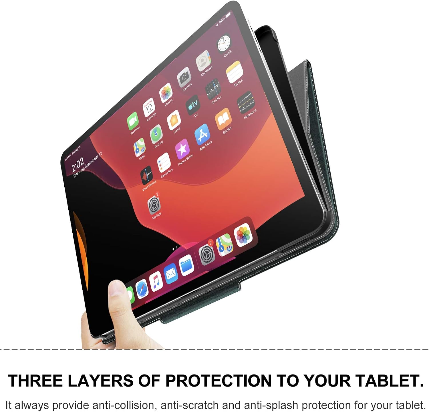 INFILAND iPad Pro 12.9 4th Generation 2020 Case, Multiple Angle Stand Cover Compatible with iPad Pro 12.9 2020/ iPad Pro 12.9 2018 [Support 2nd Gen Apple Pencil Wireless Charging] (Dark Green)