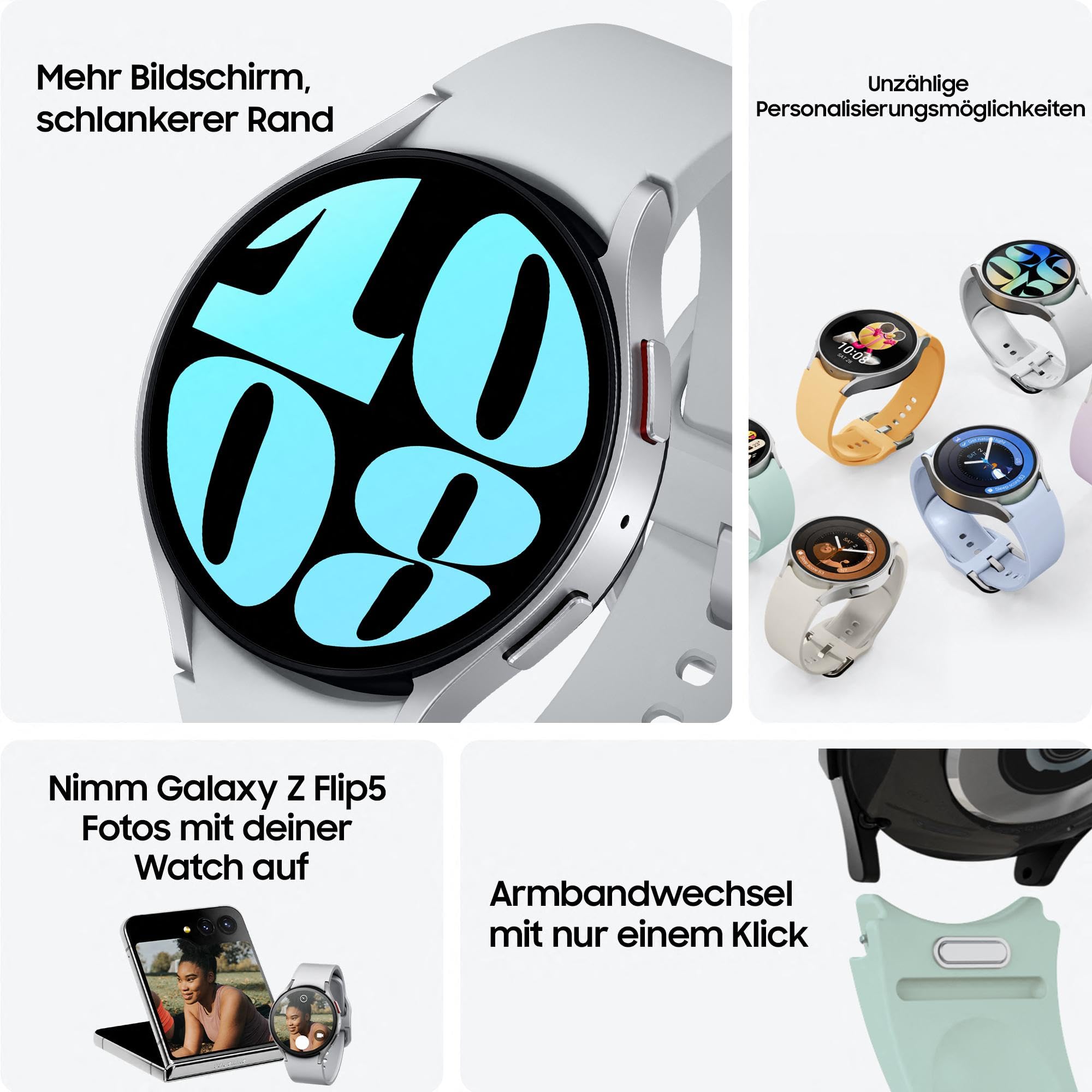 Samsung Galaxy Watch6 Smartwatch, Gesundheitsfunktionen, Fitness Tracker, LTE Smartwatch, 40 mm, Graphit, Inkl. 36 Monate Herstellergarantie [Exklusiv bei Amazon]
