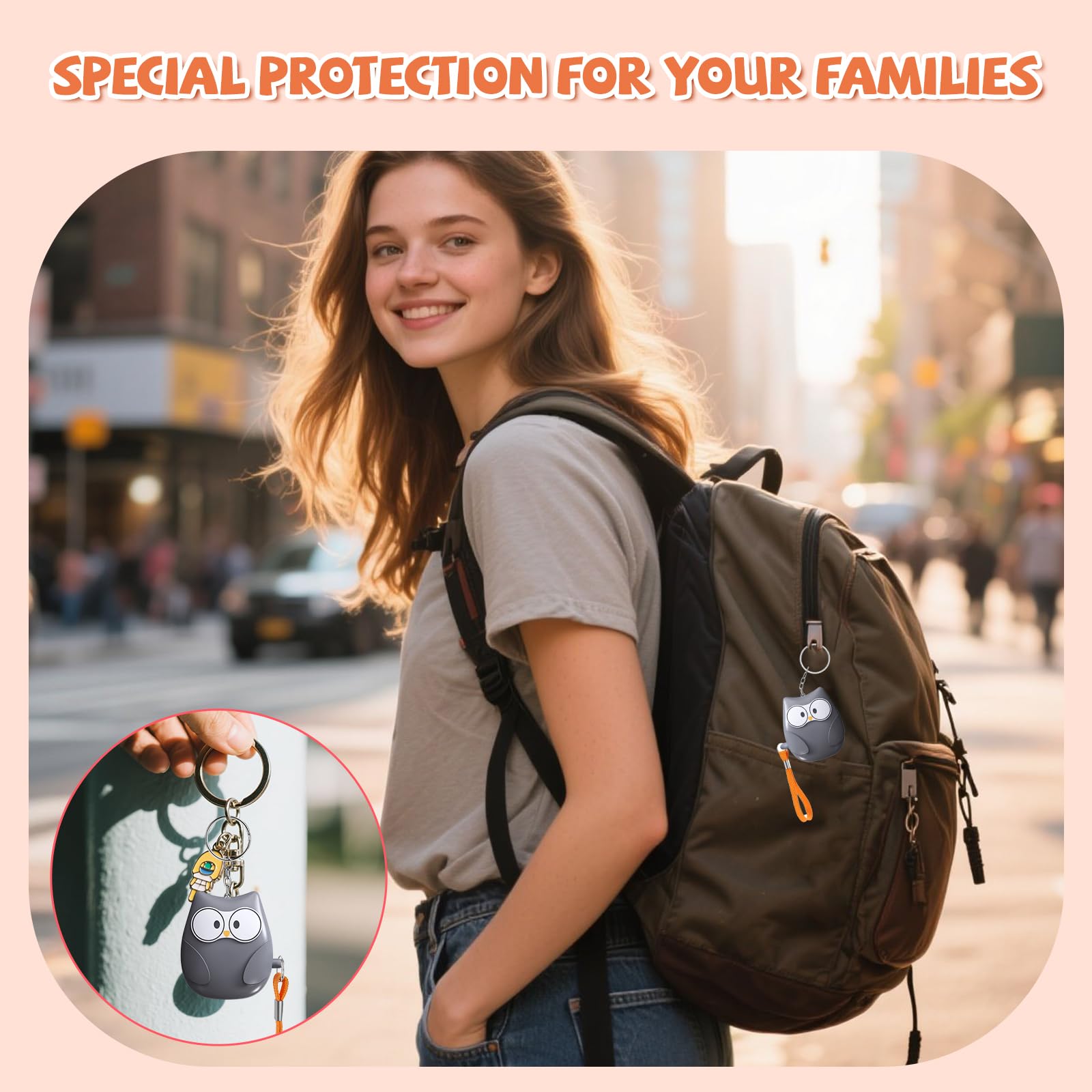 Qoosea 2 allarmi personali con allarme tascabile da 130 dB di emergenza, allarme di sicurezza personale, portachiavi con luce a LED, per bambini e donne anziane