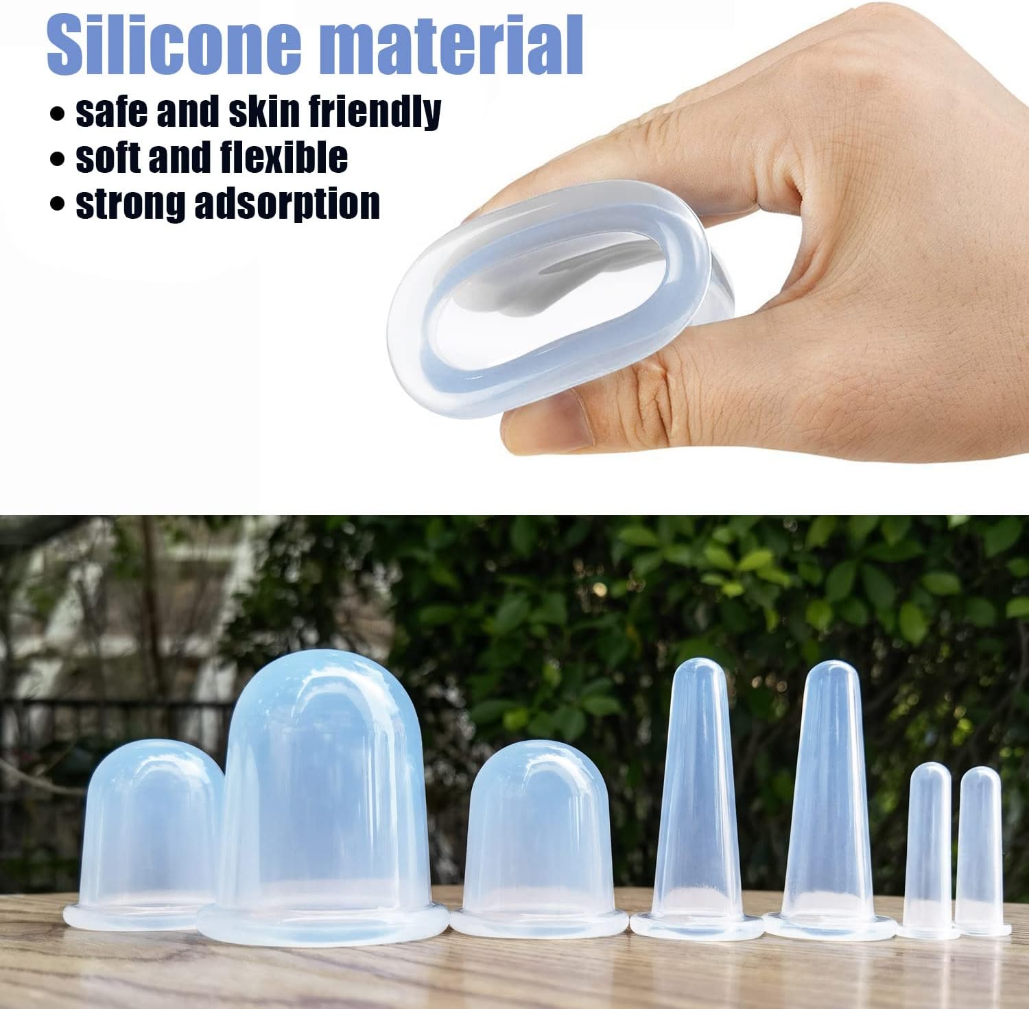 Silicone Cupping Therapy Set - Facial Cupping Set - Face and Body Cupping Massager - Vacuum Suction Cups - Anti-Cellulite Cup - Amazing Cellulite Remover Home Use 7PACK - Image 2