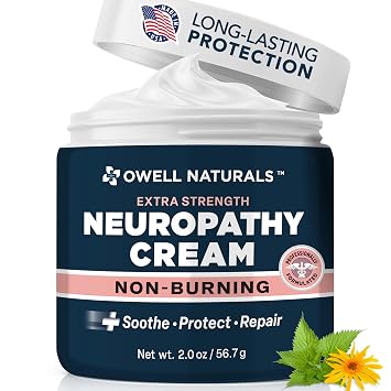 Owell Naturals Neuropathy Cream Extra Strength Fast-Acting Comfort for Feet, Hands & Legs Non-Burning Soothing Formula with Arnica Cooling Skin Relief Cream, 2 oz