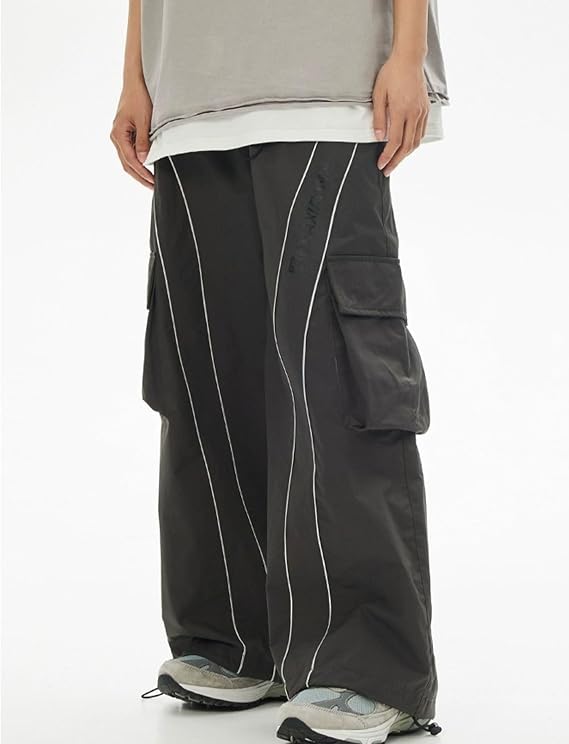 Y2k Pants Men Wide Leg Baggy Track Pants Plus Size Goth Joggers Punk Cargo Sweatpants for Men