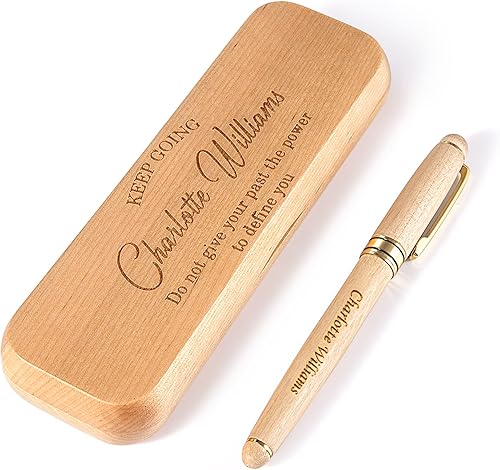 Bivei Regalo de bolígrafo grabado para mujeres y hombres, juego de bolígrafos y lápices personalizados en madera de arce, juego de 2 bolígrafos de