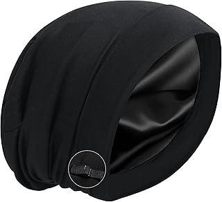 Satin Bonnet Silk Lined Sleep Cap- Adjustable Hair Cover for Women Men Frizzy Hair Night Cap Patients Care