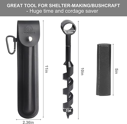 Miniatura 7 de Kosbate Bushcraft Gear, llave de taladro manual para facilitar la perforación de madera, llave de colonos y herramientas de bushcraft, perfectas