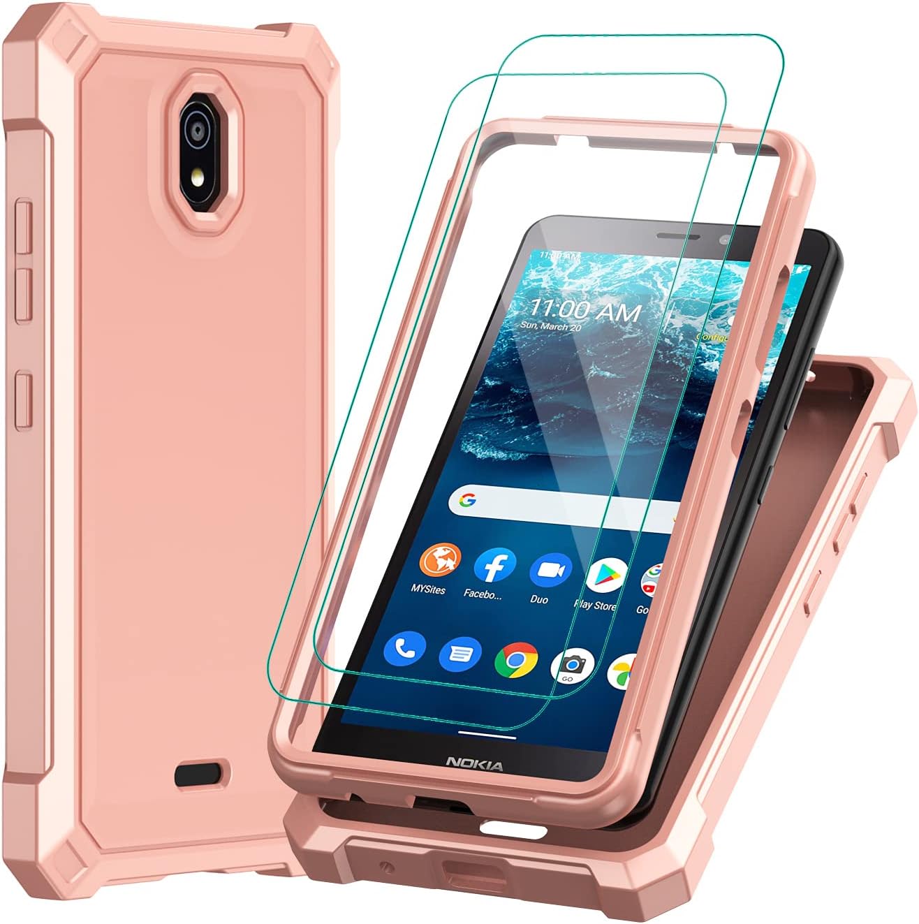 SDDFRHGH For Nokia C100 Case For Nokia C100 N152DL Phone Case With Screen Protector (Tempered Glass), Slim TPU Rugged Corners Bumper Cover For Nokia C100 2022 5.45"-Black Leopard Print