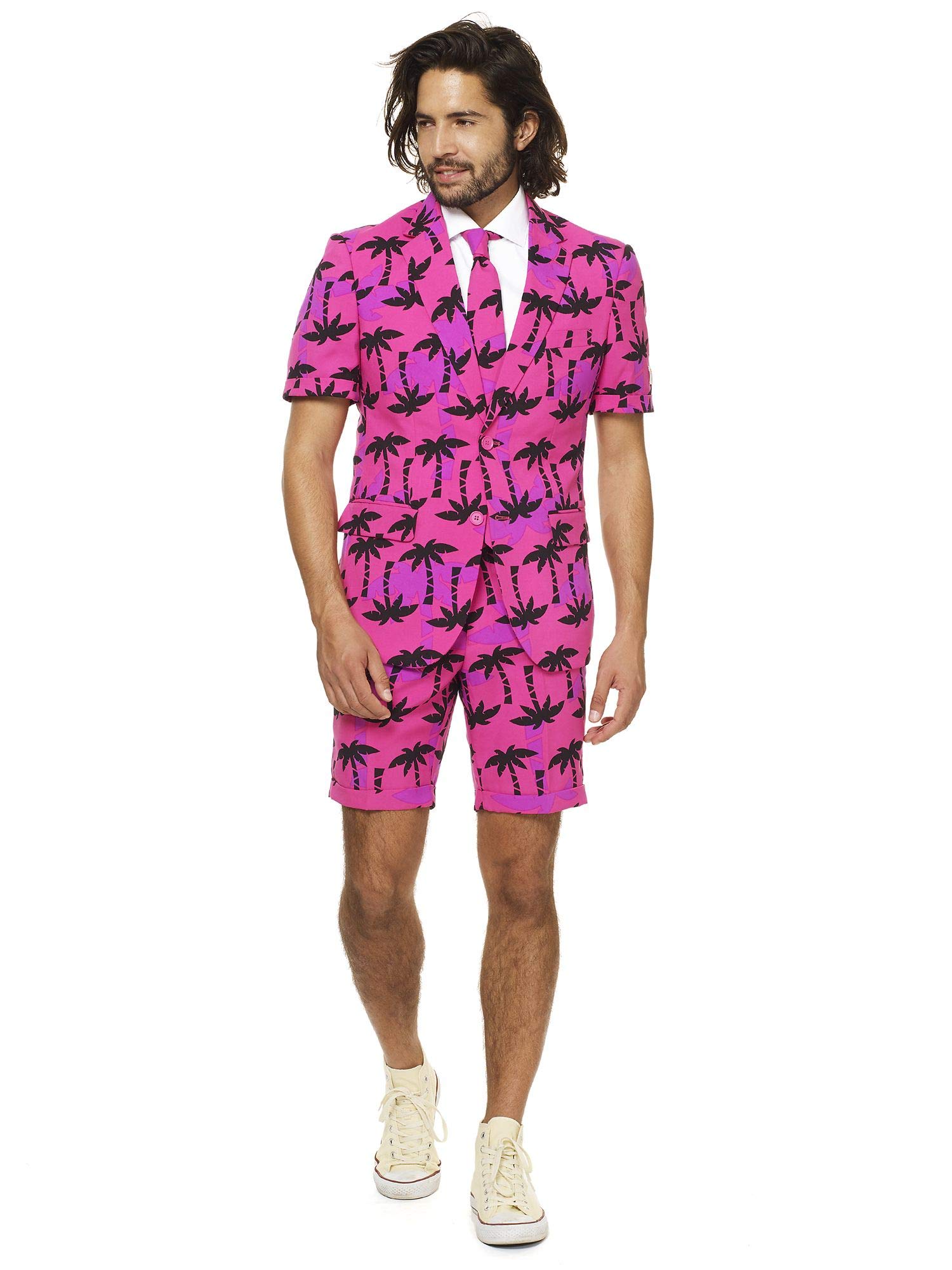 OppoSuits Mens Summer Suits In Different Prints - Includes Shorts, Short-Sleeved Jacket & Tie