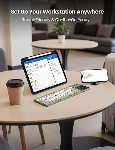 Miniatura 6 de Nillkin Teclado de viaje plegable con panel táctil y teclado numérico, Bluetooth inalámbrico portátil plegable teclado de tamaño completo con